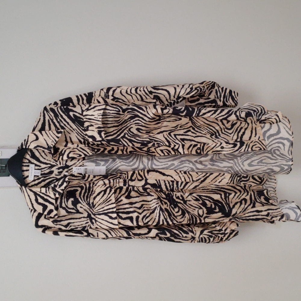 TOPSHOP SILK ANIMAL PRINT OVERSIZED SHIRT SIZE US 6